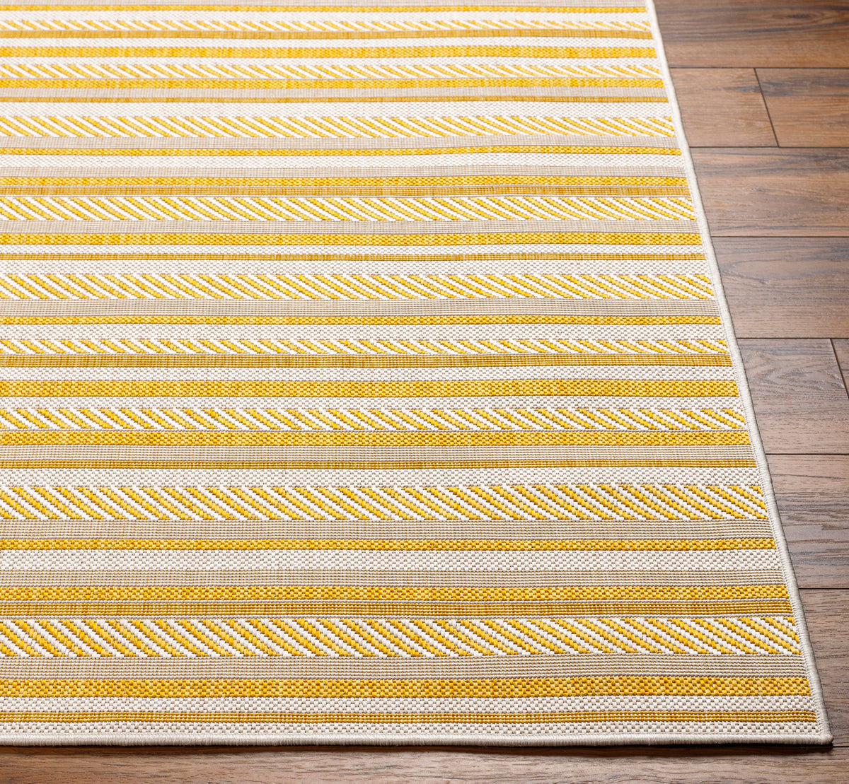 Eagean Global Yellow Modern Stripe Global Rug