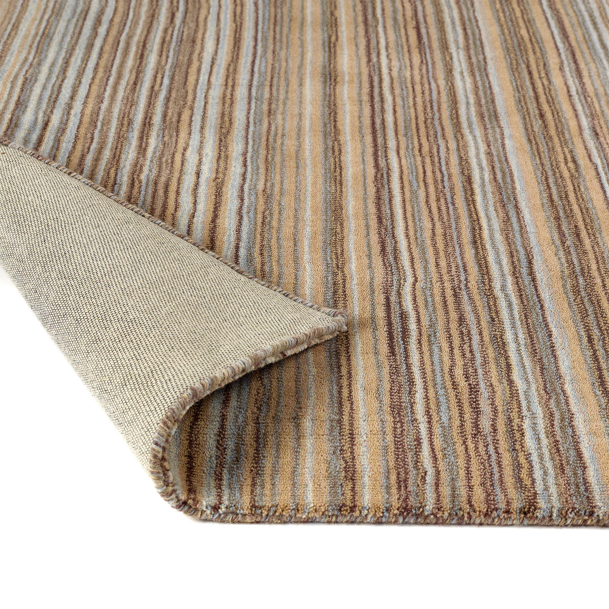 Origins Fine Stripes Beige and Brown Wool Rug
