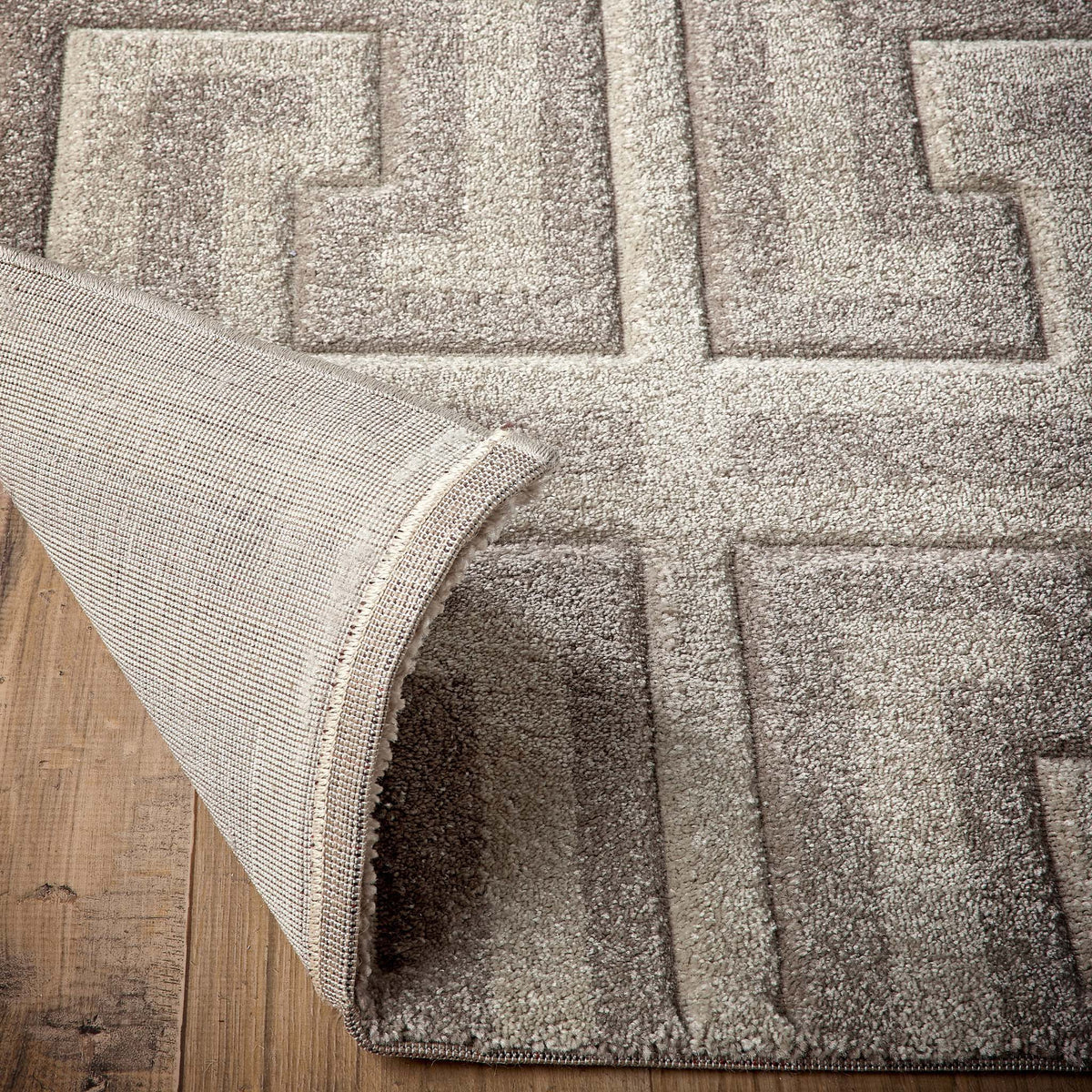 Origins Greek Key Taupe Grey Beige Geometric Rug