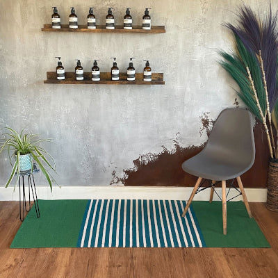 Indian Cotton Rug - Blue/ Green - 70cm x 170cm