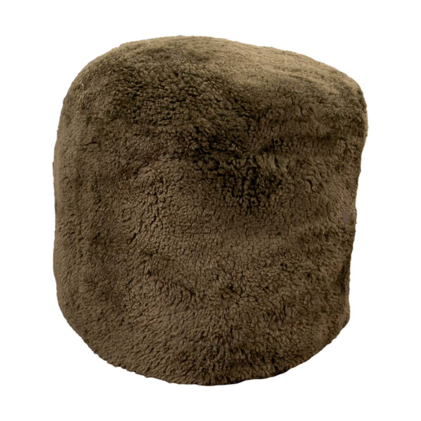 Khaki Green Sheepskin Pouffe - short pile