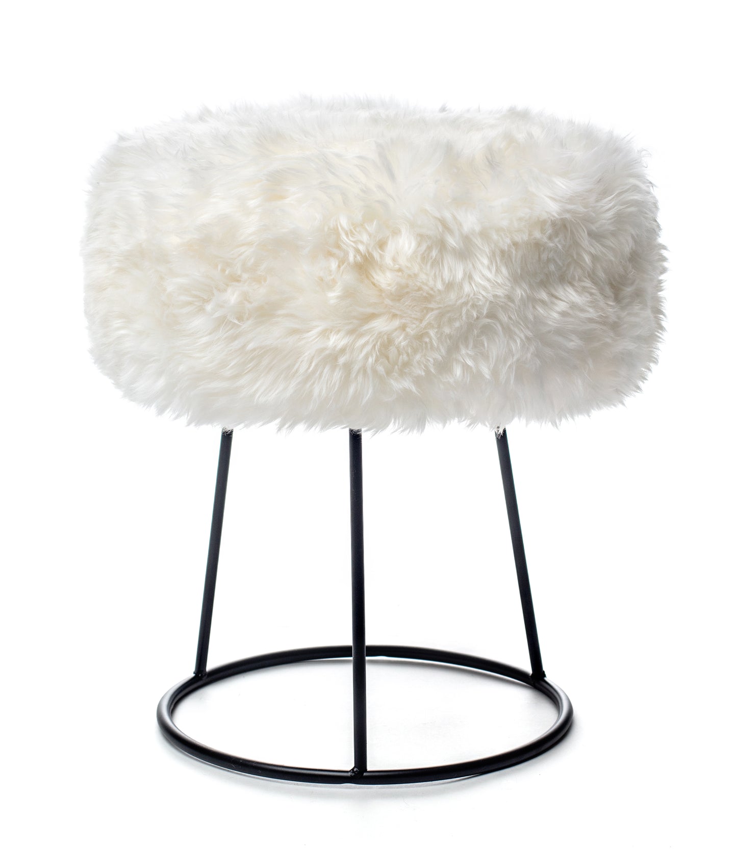 Natural Sheepskin Black Metal Frame Stool
