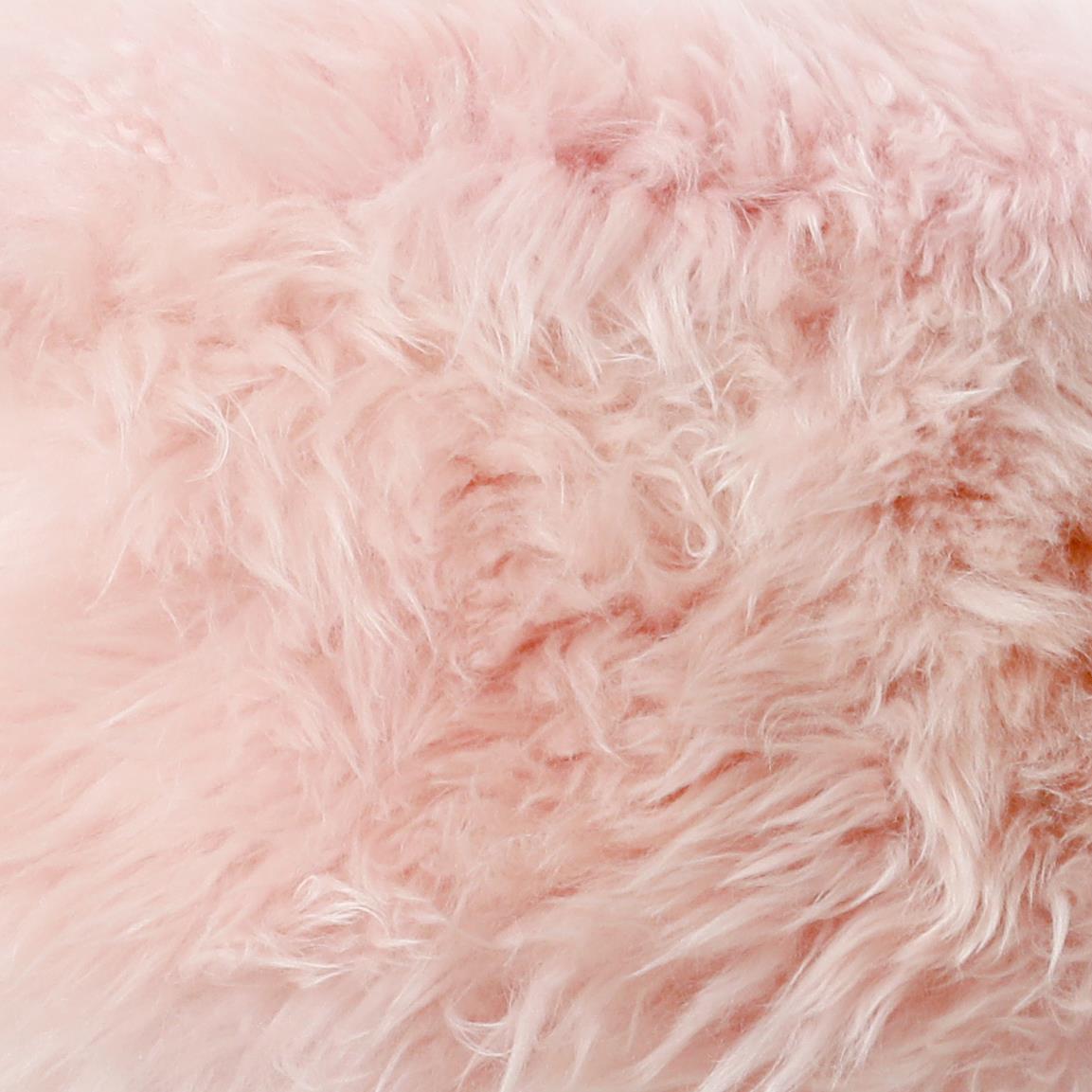Blush Pink Sheepskin Black Metal Frame Stool
