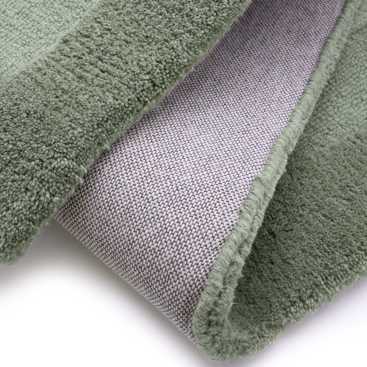 Origins Stacked Border Light Green Wool Rug