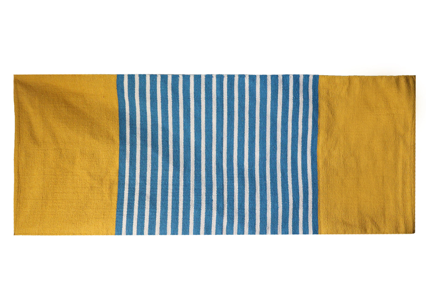 Indian Cotton Rug - Yellow/Blue - 70cm x170cm
