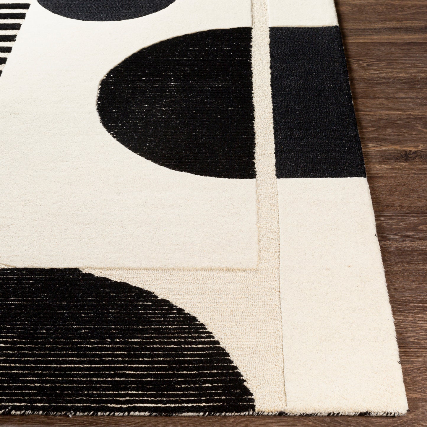 Brooklyn Black and Cream Modern Hand Tufted Wool Rug