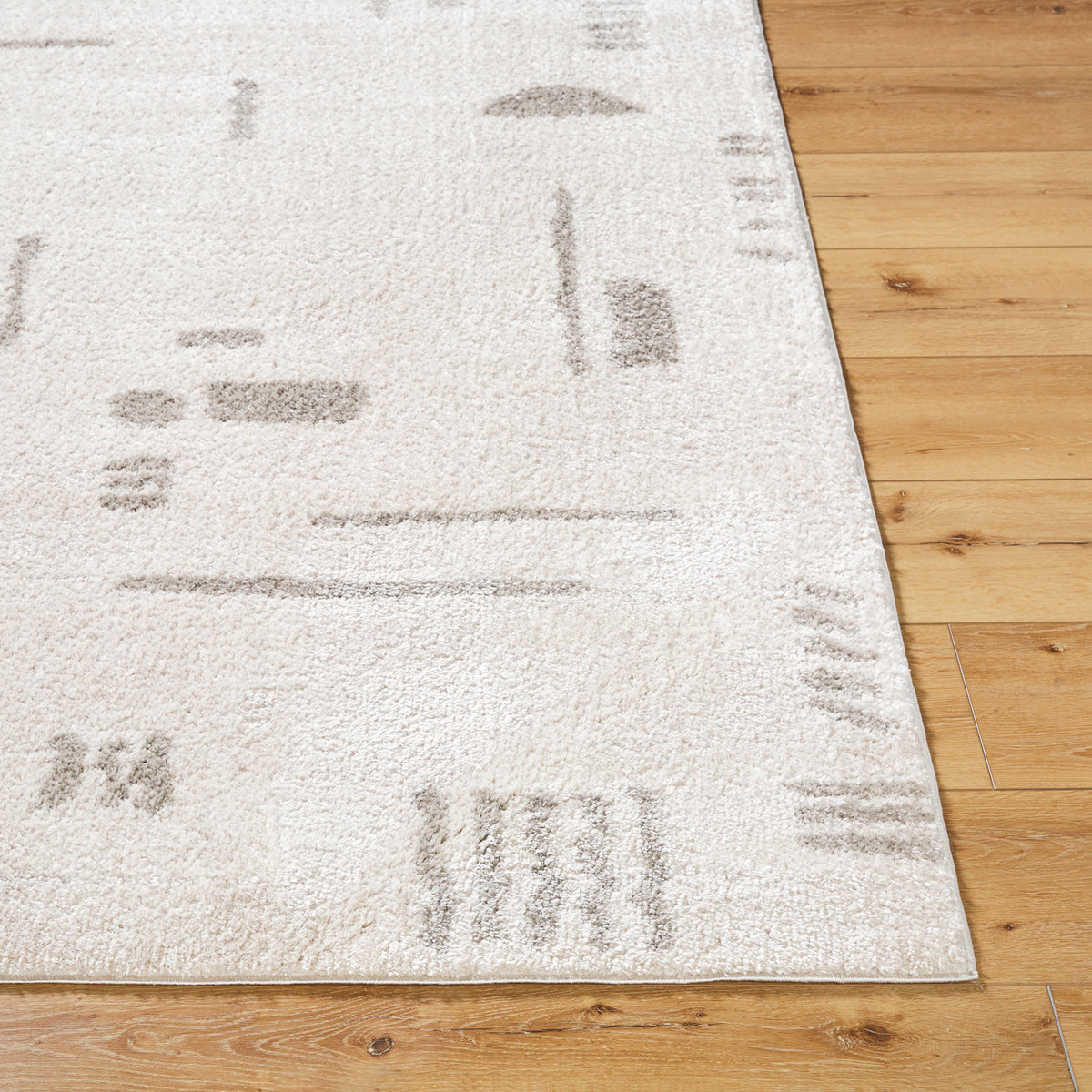 Fossay Beige and Grey Washable Tribal Shaggy Rug
