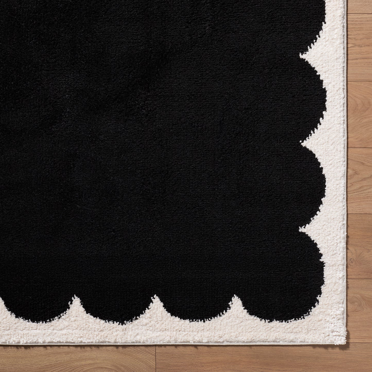 Fossay Black and Cream and Washable Modern Shaggy Rug