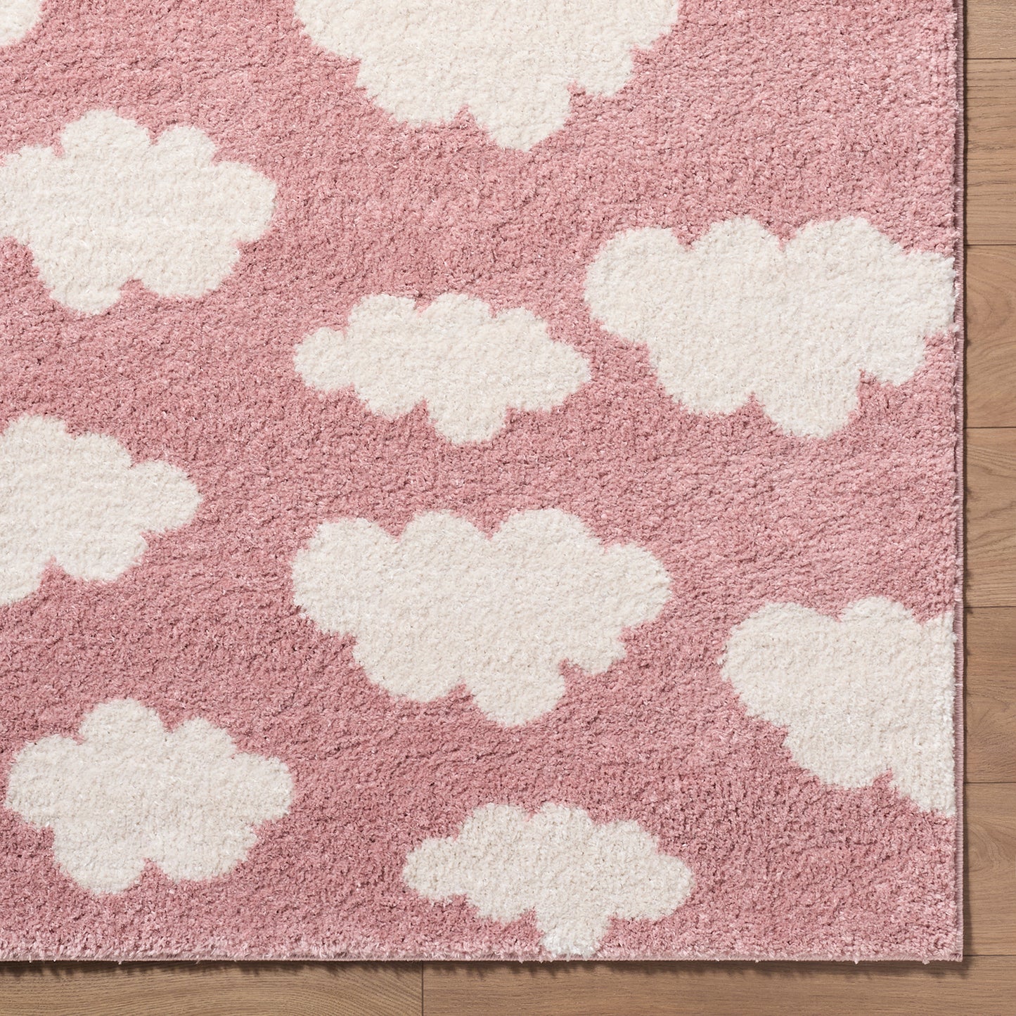 Fossay Pink and Cream Washable Modern Shaggy Rug Fossay