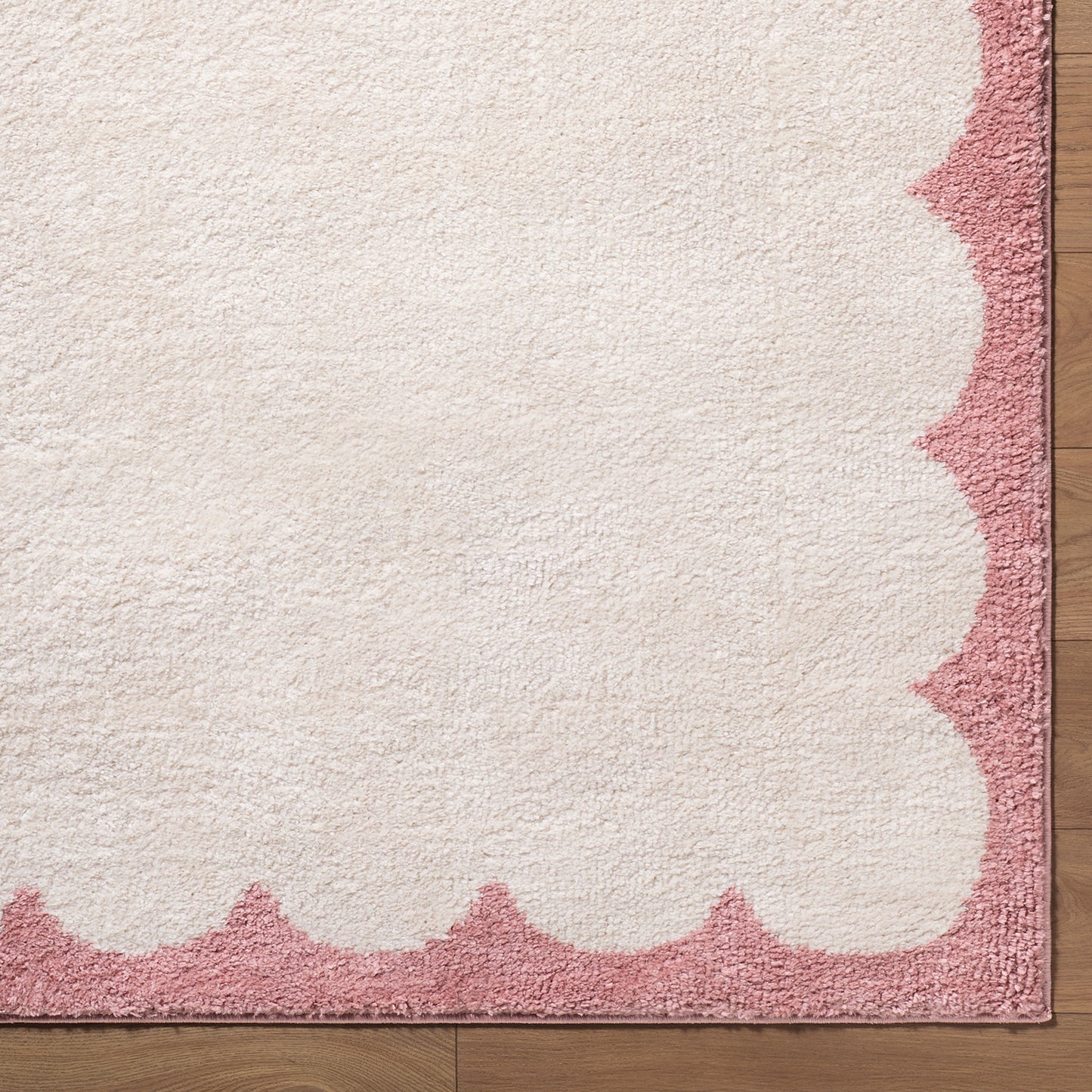 Fossay Cream and Pink Washable Modern Shaggy Rug