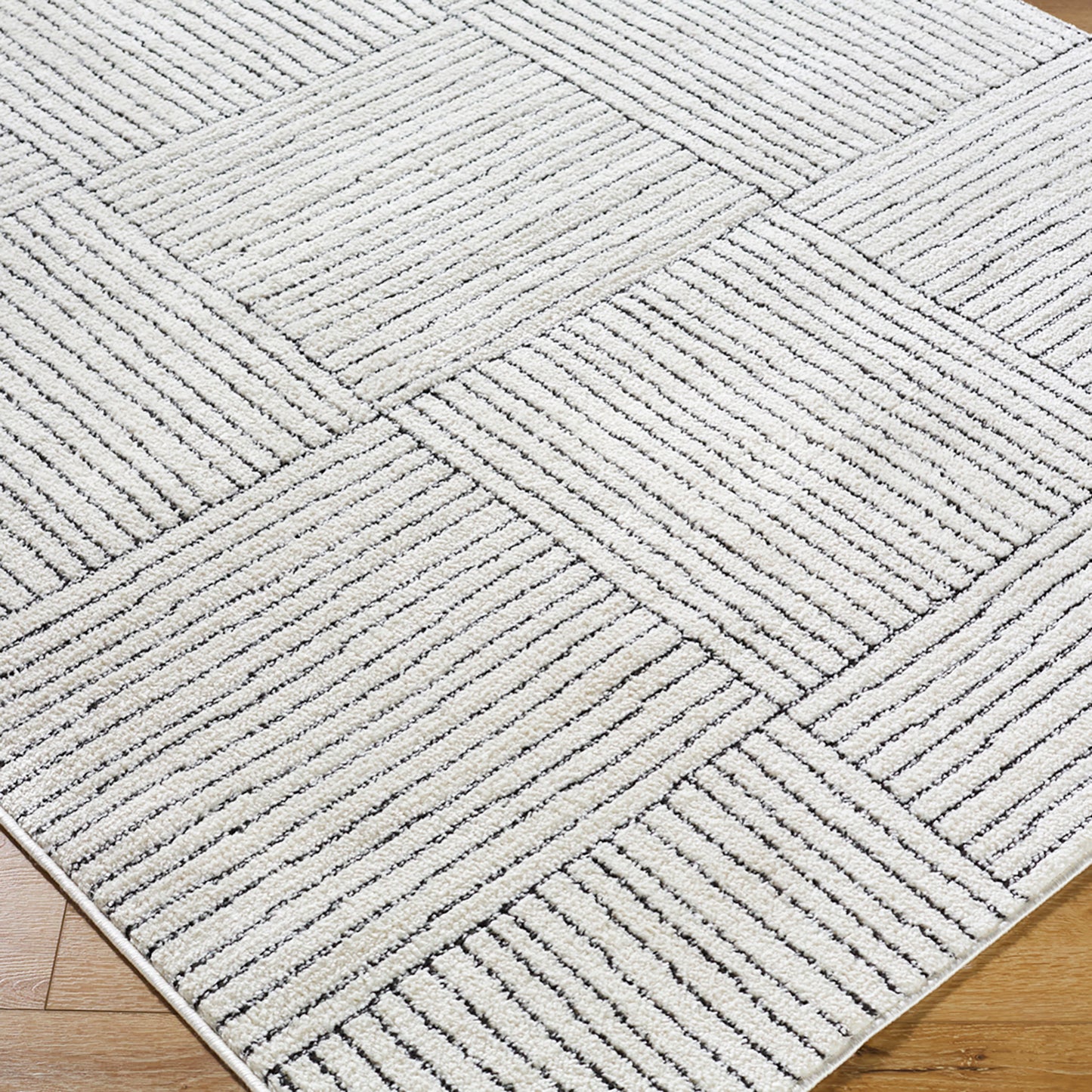 Architect I by Galey Alix Cream Modern Graphic High Pile Rug