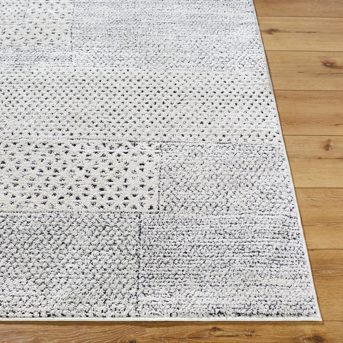 Architect III by Galey Alix Black and Cream Geometric Modern Graphic High Pile Rug