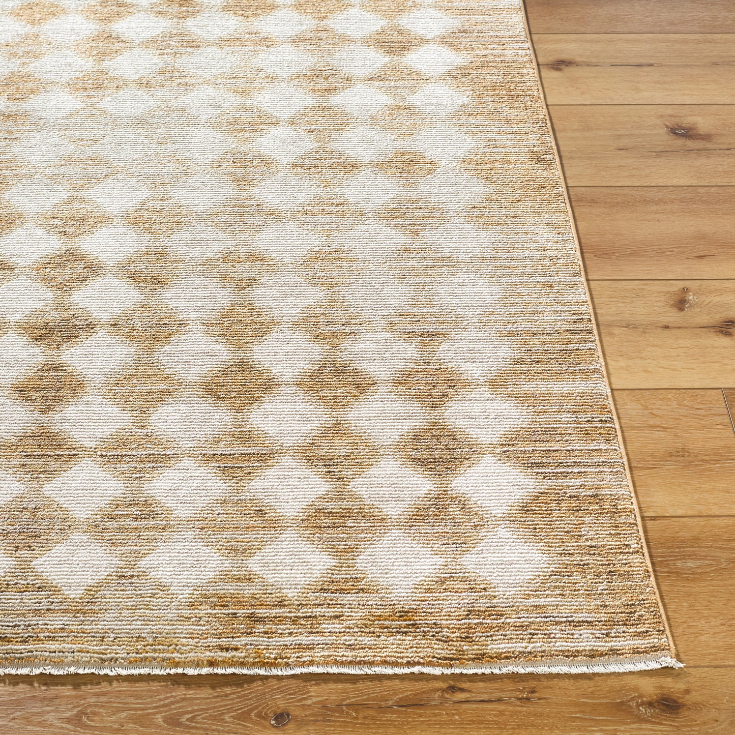 Myrtle Avenue V by Galey Alix Brown and Grey Geometric Diamond Fringe Rug