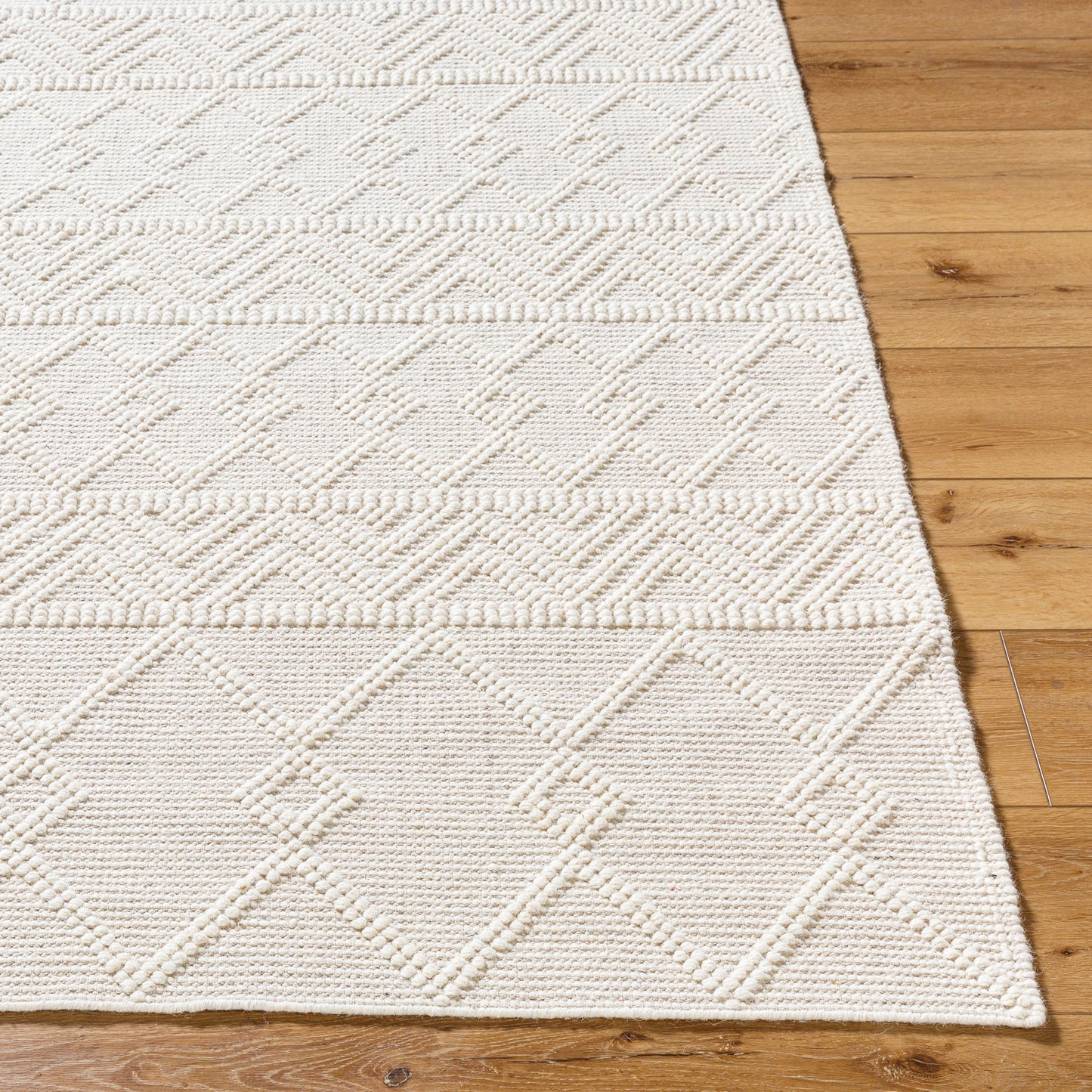 Hygge Cottage Cream Geometric Wool Mix Hand Woven Rug