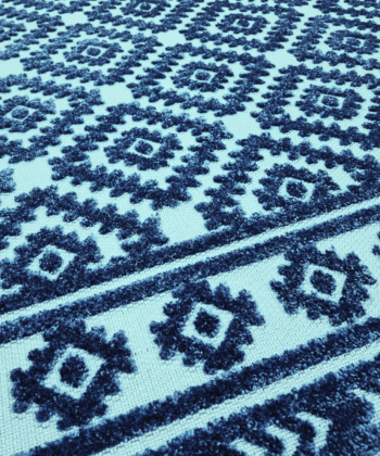 Outdoor Navy Blue and Light Blue Diamond Rug 115cm x 160cm