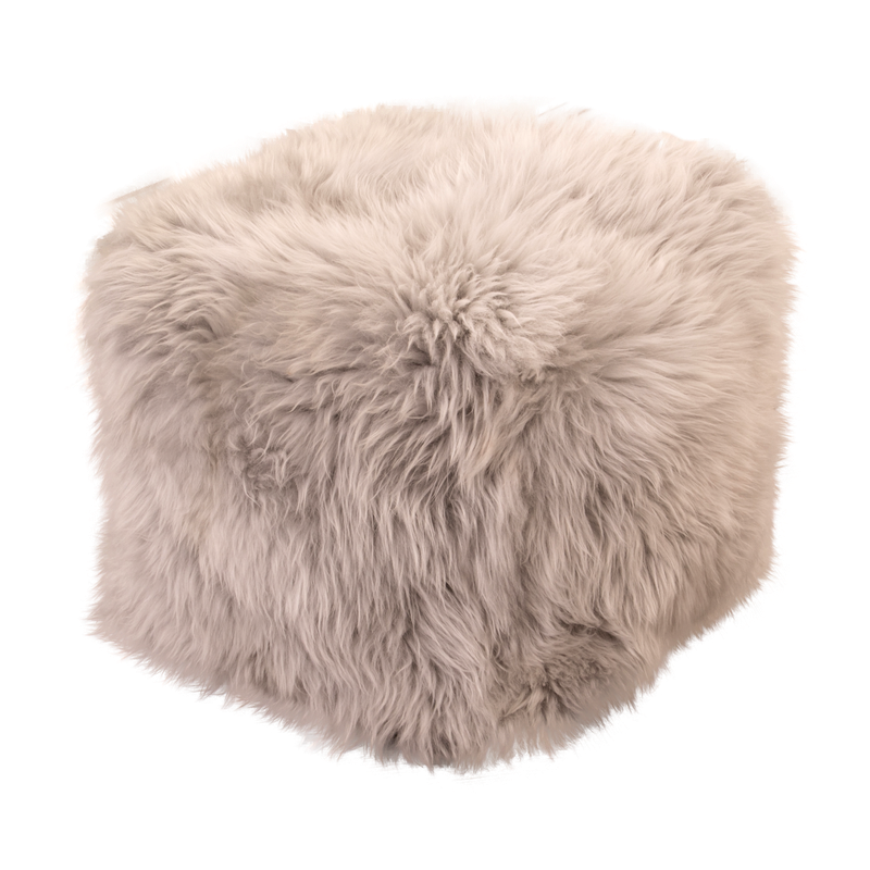 Grey Sheepskin Pouffe