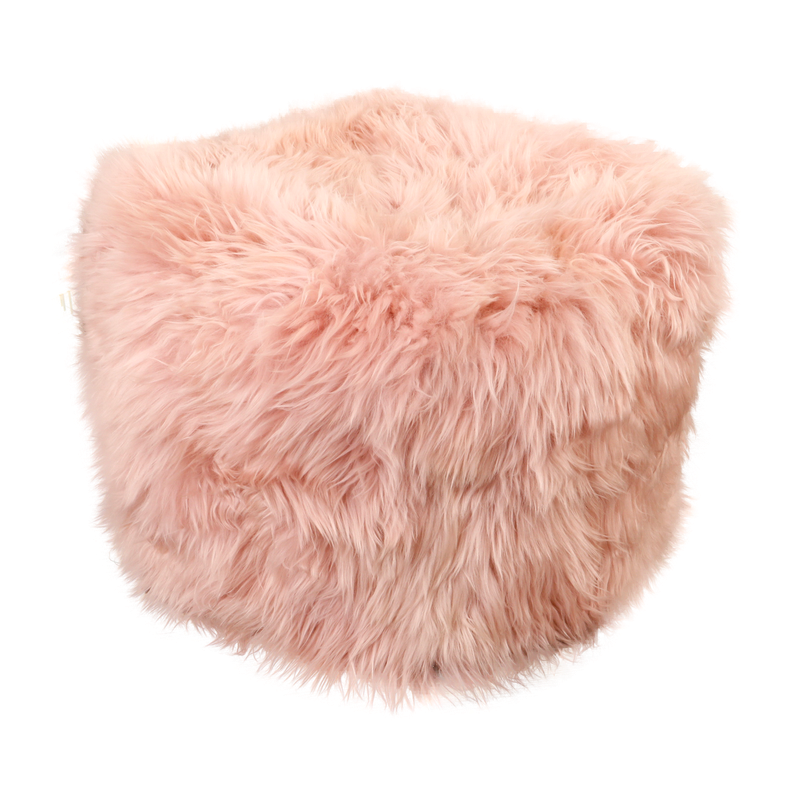 Pink Sheepskin Pouffe