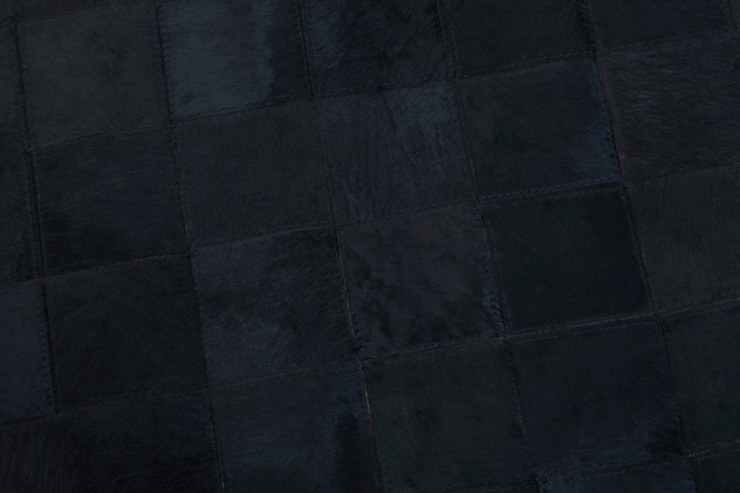 Large Black and Grey Hair on Leather Patchwork Rug With Gold Studs 230cm x 160cm