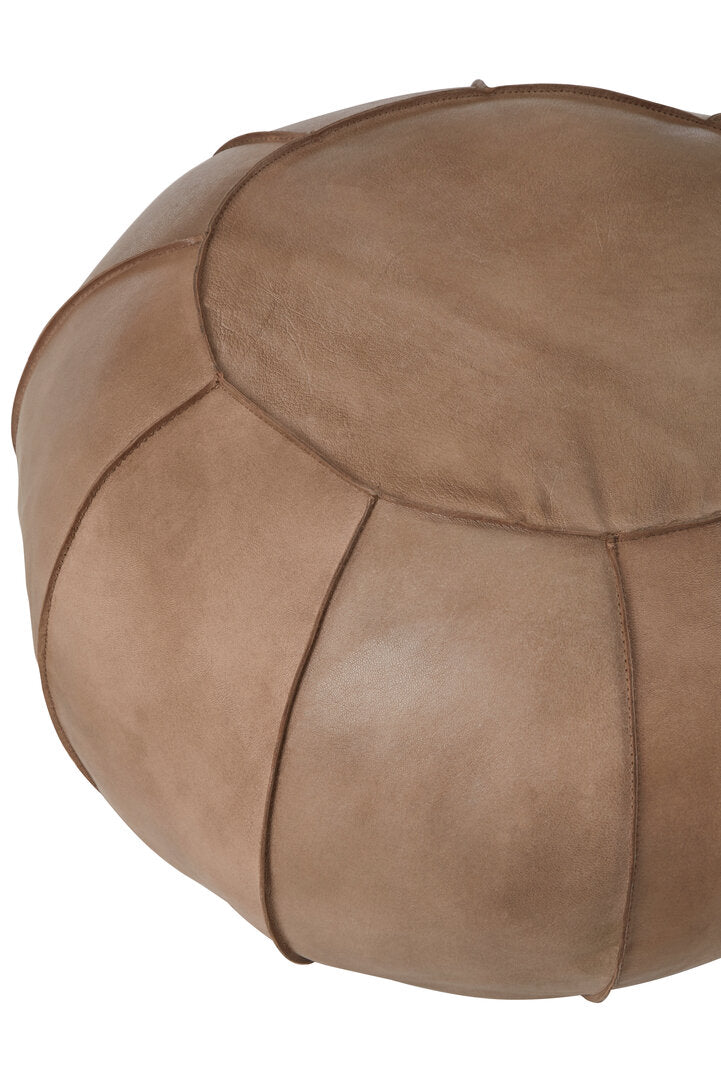 Brown Leather Pouffe