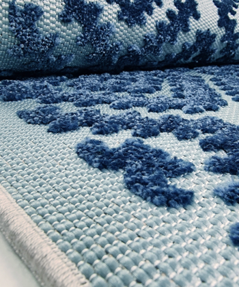 Outdoor Navy Blue and Light Blue Diamond Rug 115cm x 160cm