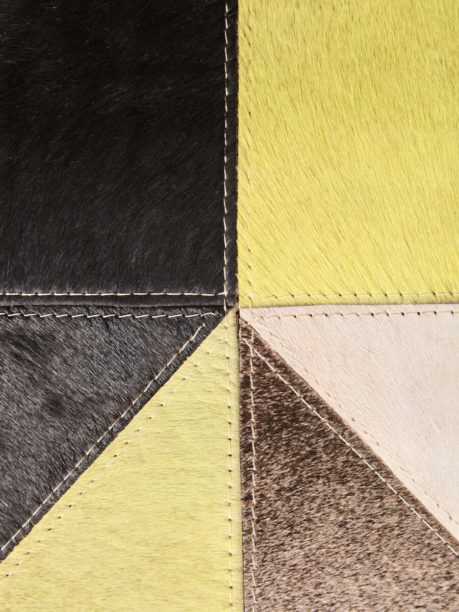 Large Multi-Coloured Cowhide Hair on Leather Abstract Patchwork Rug