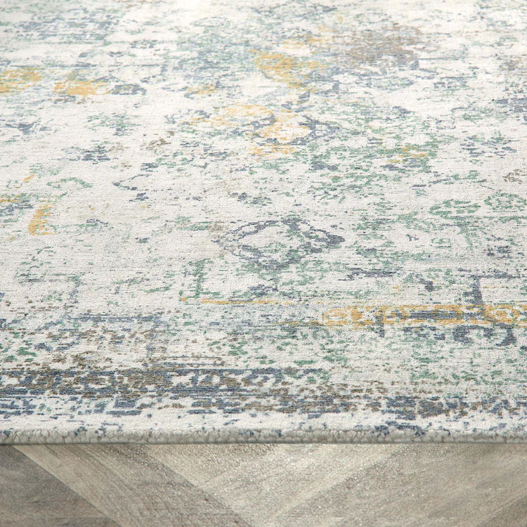 Origins Vogue Blue and Ochre Distressed Persian Style Rug