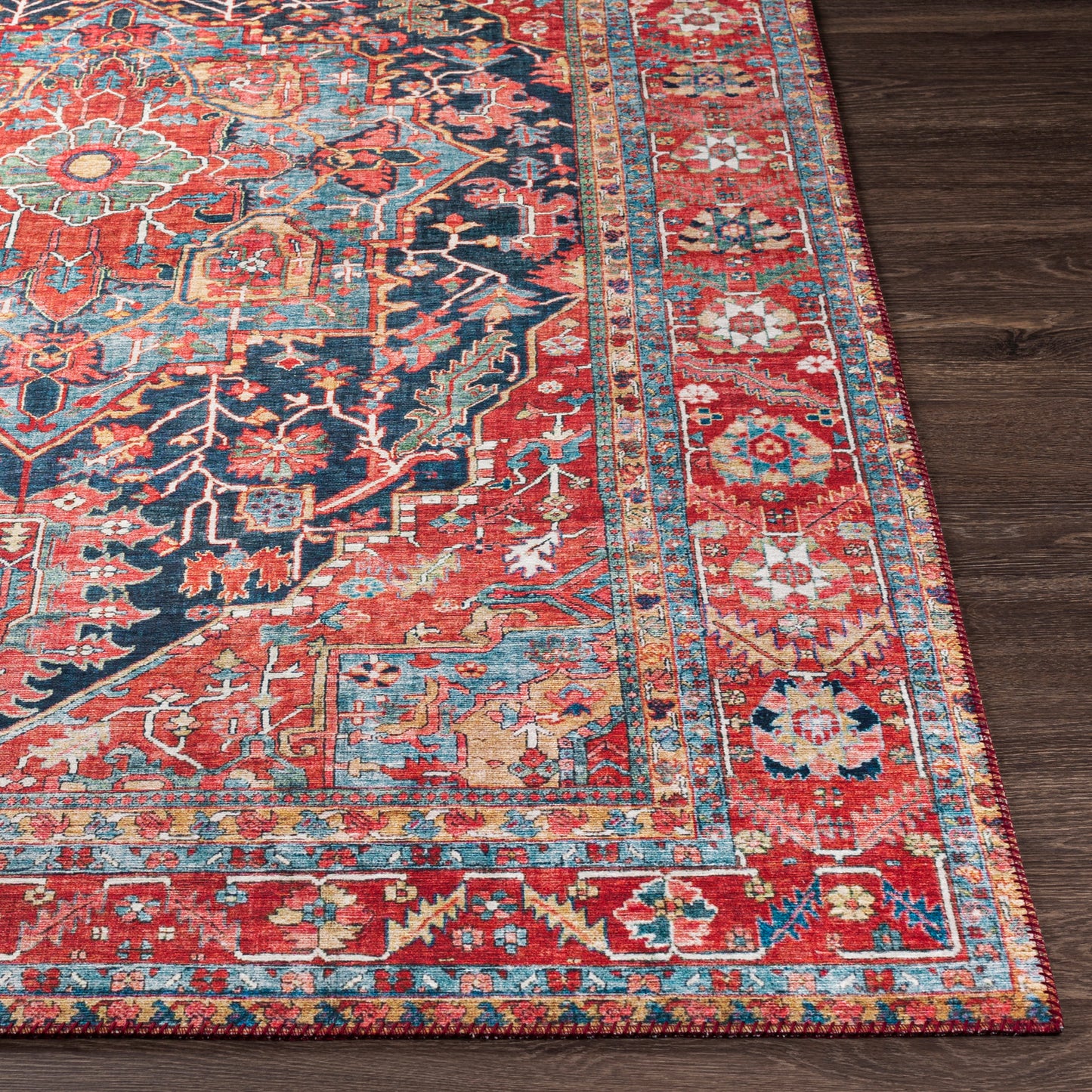 Iris Red Traditional Boho Rug