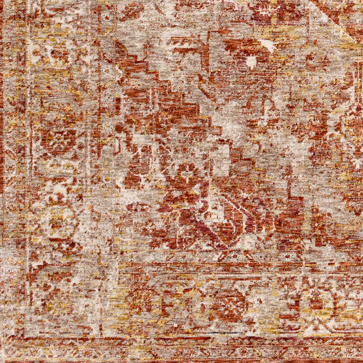 Mirabel Rust Vintage Traditional Boho Fringe Rug