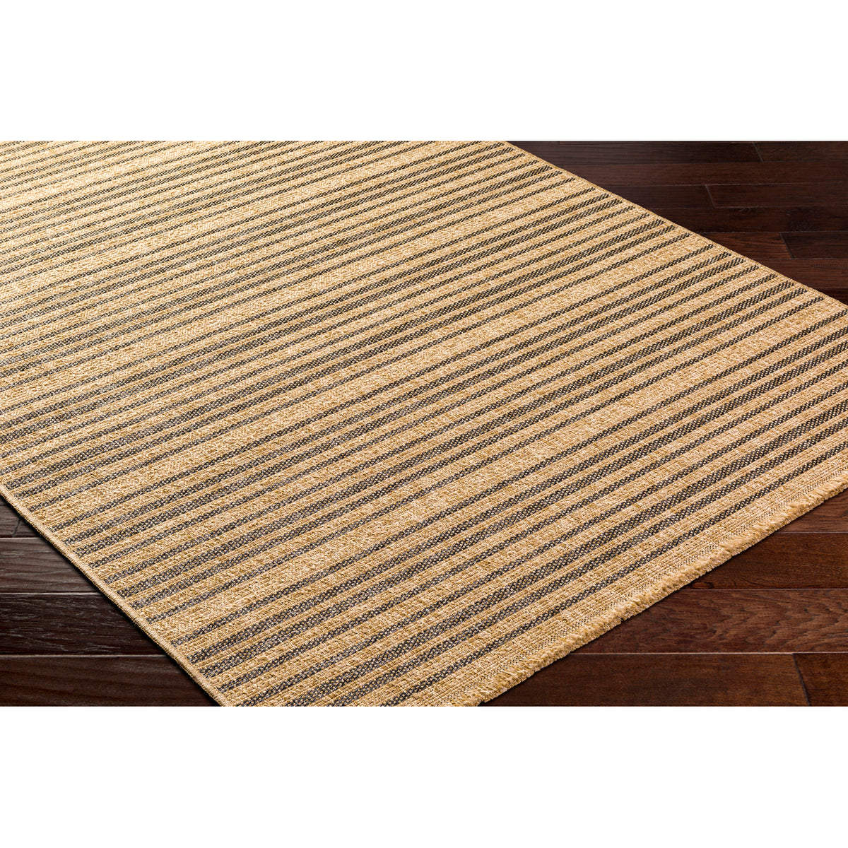 Mirage Cottage Tan Stripe Fringe Jute Look Rug