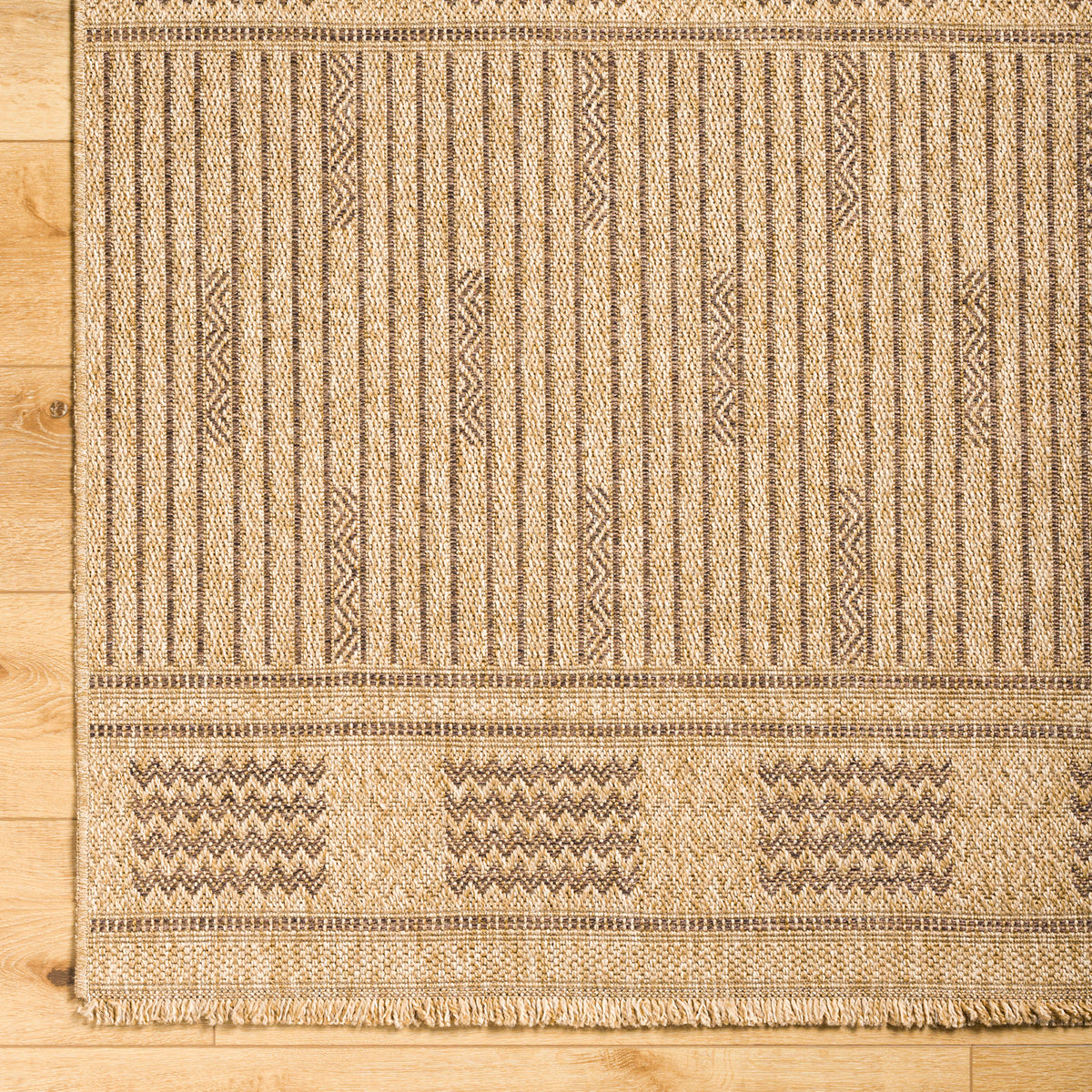 Mirage Cottage Tan Tribal Fringe Jute Look Rug