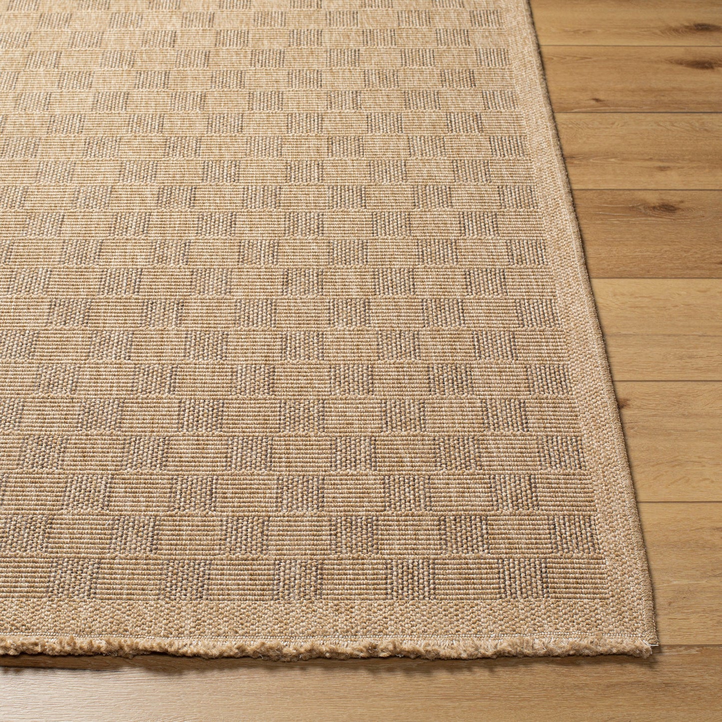 Mirage Cottage Brown Checkboard Fringe Jute Look Rug