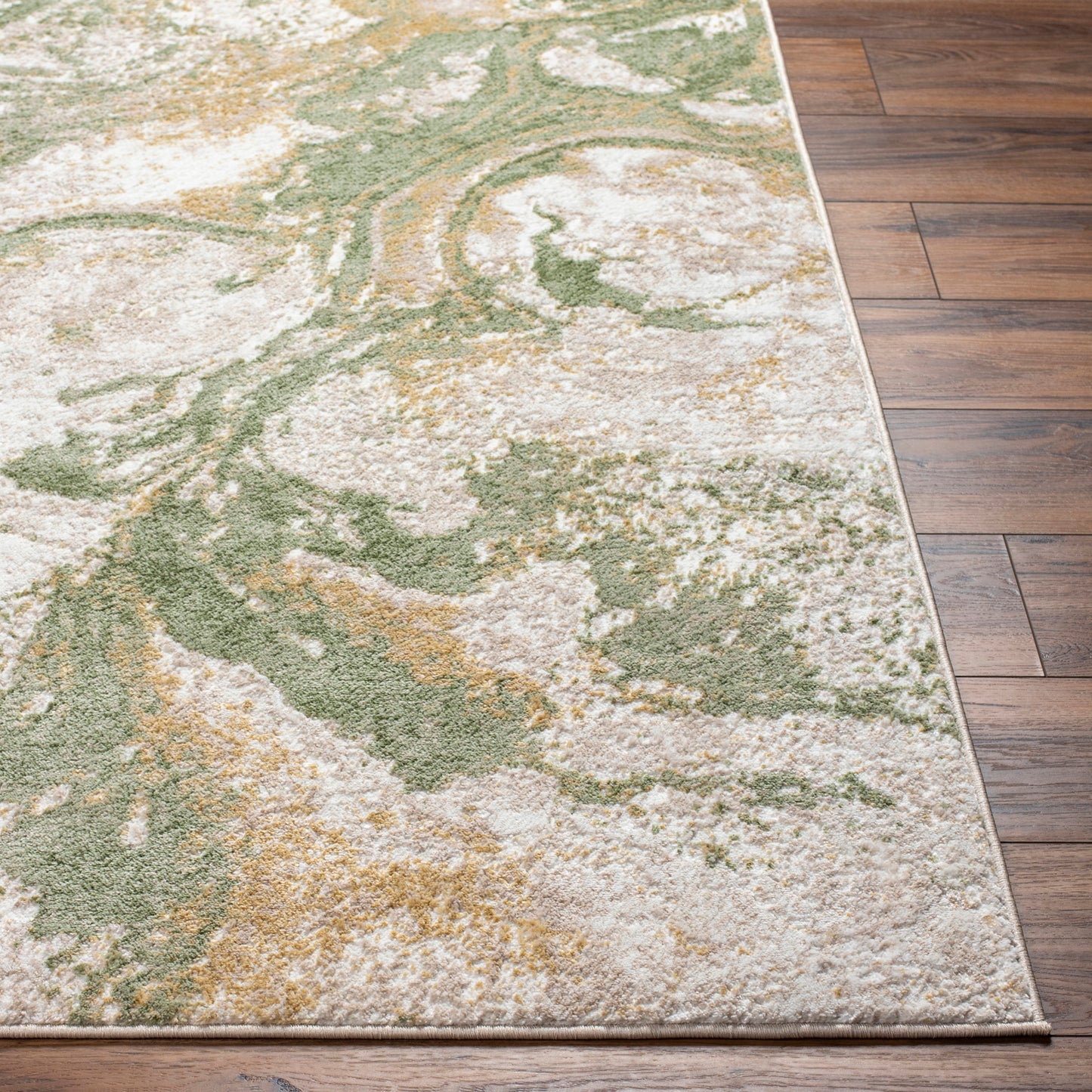 San Francisco Green Abstract Modern Marble Rug