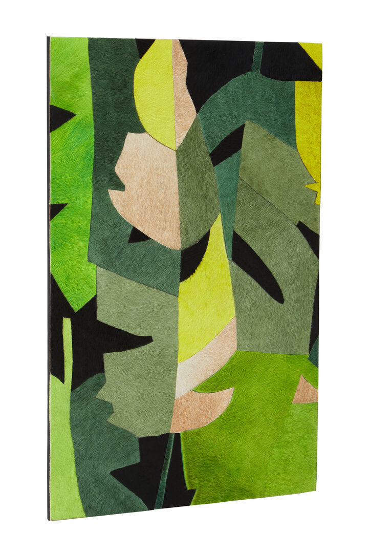 Safira Botanical Hair on Leather Patchwork Wall Art