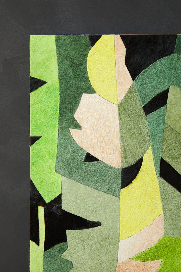 Safira Botanical Hair on Leather Patchwork Wall Art