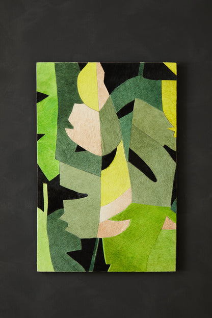 Safira Botanical Hair on Leather Patchwork Wall Art