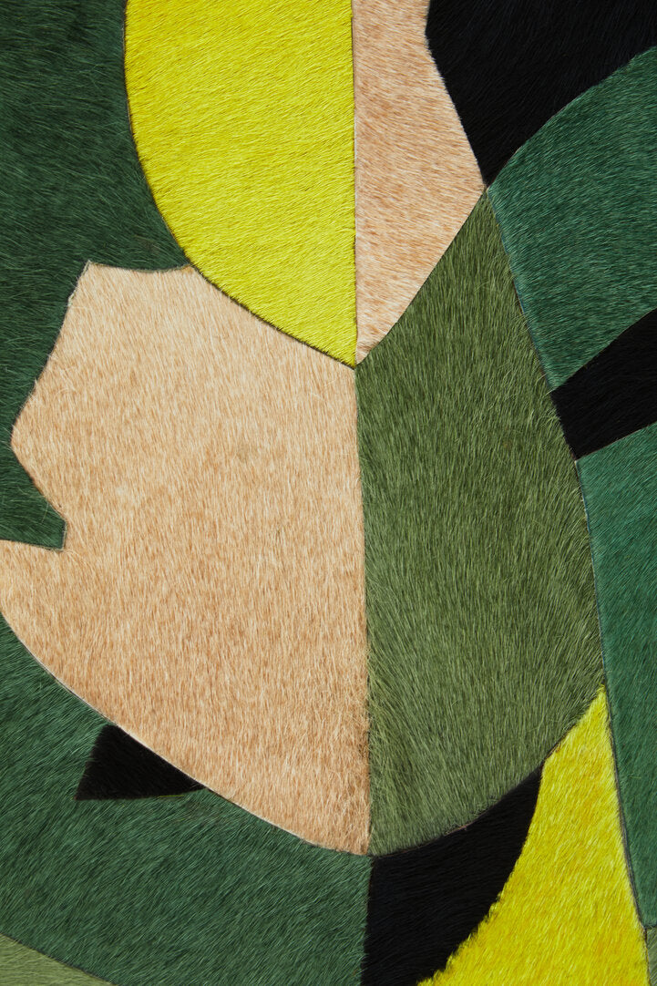 Safira Botanical Hair on Leather Patchwork Wall Art