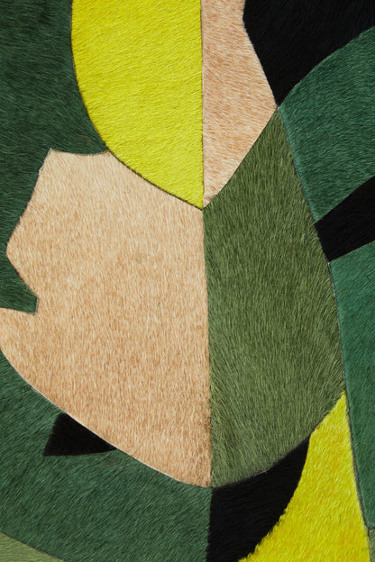 Safira Botanical Hair on Leather Patchwork Wall Art