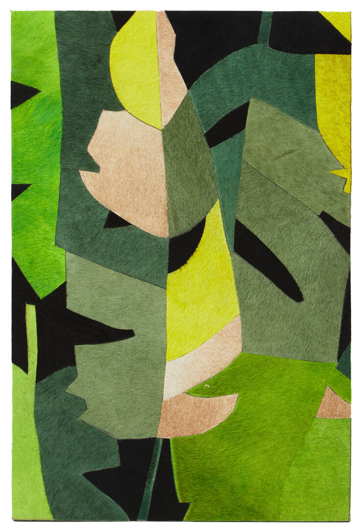 Safira Botanical Hair on Leather Patchwork Wall Art