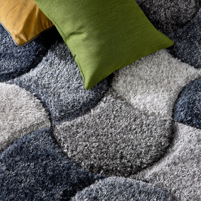 Origins 3D Scallop Large Navy Blue Rug 160cm x 230cm