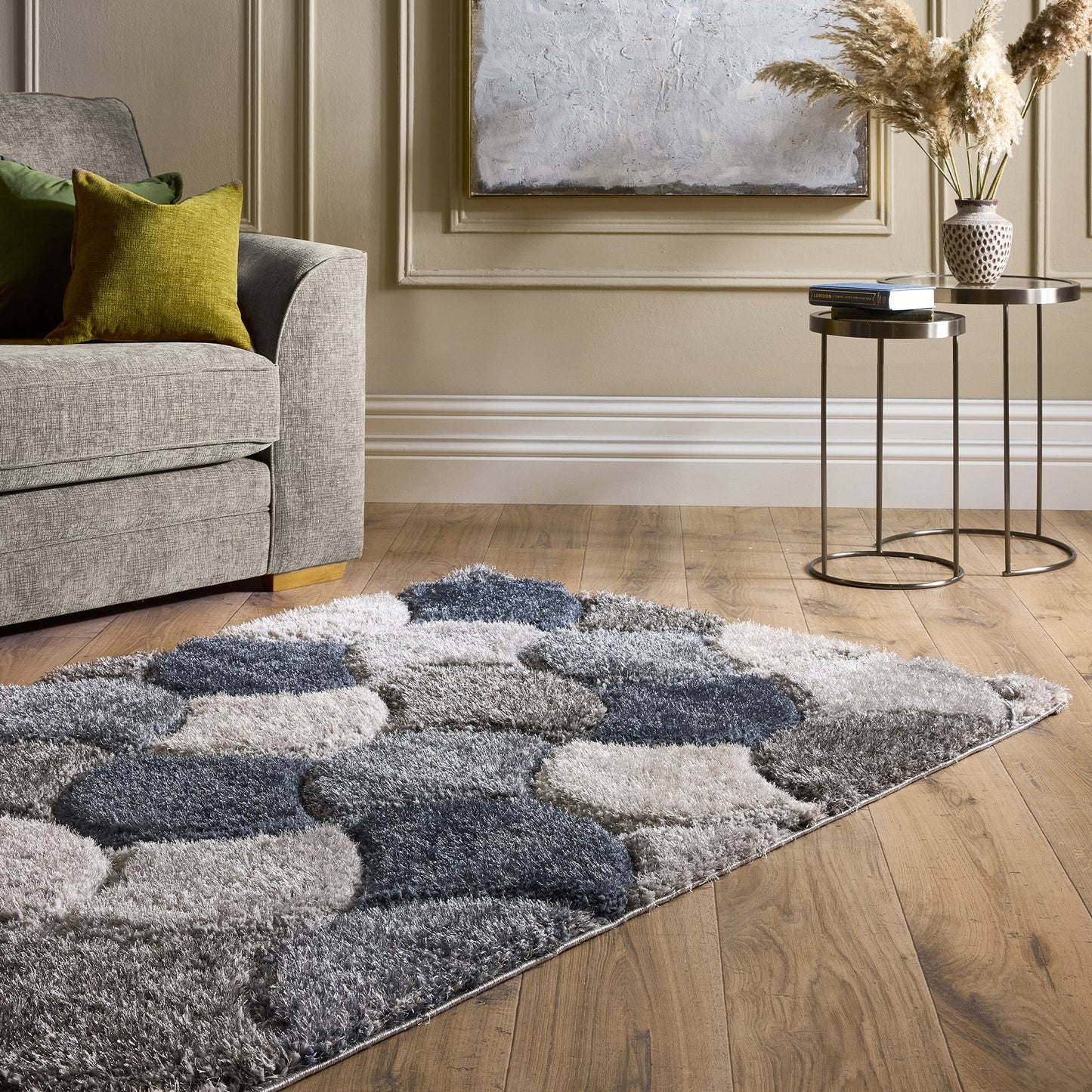 Origins 3D Scallop Large Navy Blue Rug 160cm x 230cm