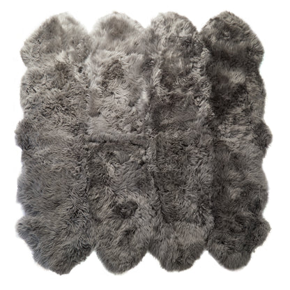 Extra Large Grey Genuine Super Soft NZ Sheepskin Rug - 8 Pelt 180cm x 240cm