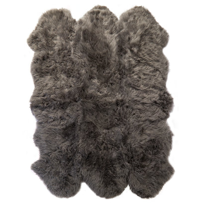 Extra Large Grey Genuine Super Soft NZ Sheepskin Rug - 6 Pelt 180cm x 200cm