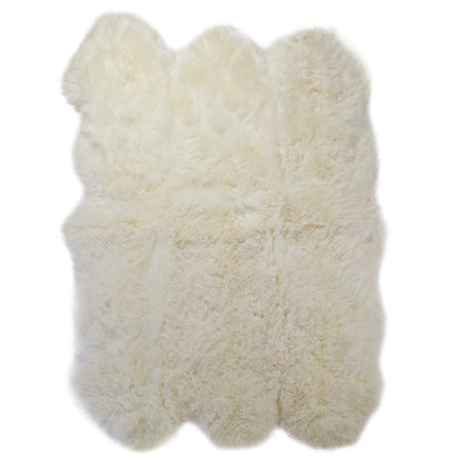 Extra Large Natural White Genuine Super Soft NZ Sheepskin Rug - 6 Pelt 180cm x 200cm