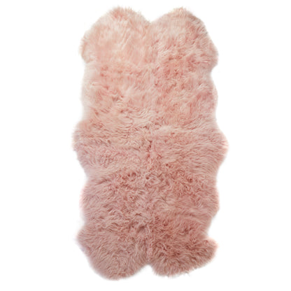 Large Blush Pink Genuine Super Soft NZ Sheepskin Rug - 4 Pelt 120cm x 240cm