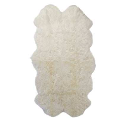 Large White Genuine Super Soft NZ Sheepskin Rug - 4 pelt 120cm x 240cm