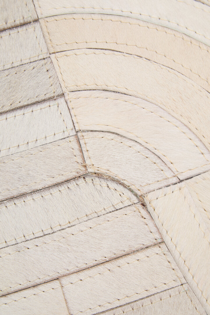 Luxury Cream Genuine Cowhide Leather Abstract Rug