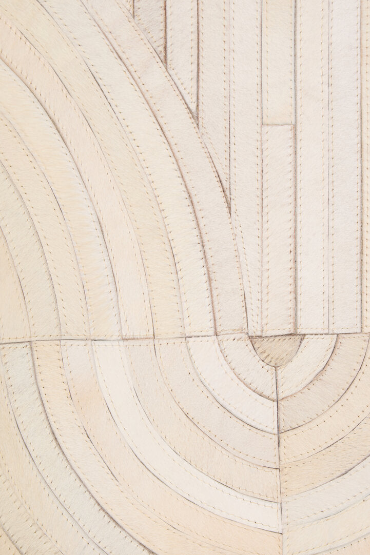 Luxury Cream Genuine Cowhide Leather Abstract Rug