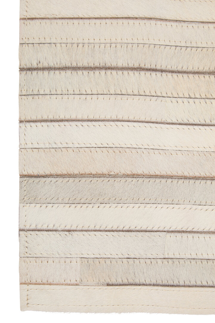 Luxury Cream Genuine Cowhide Leather Abstract Rug