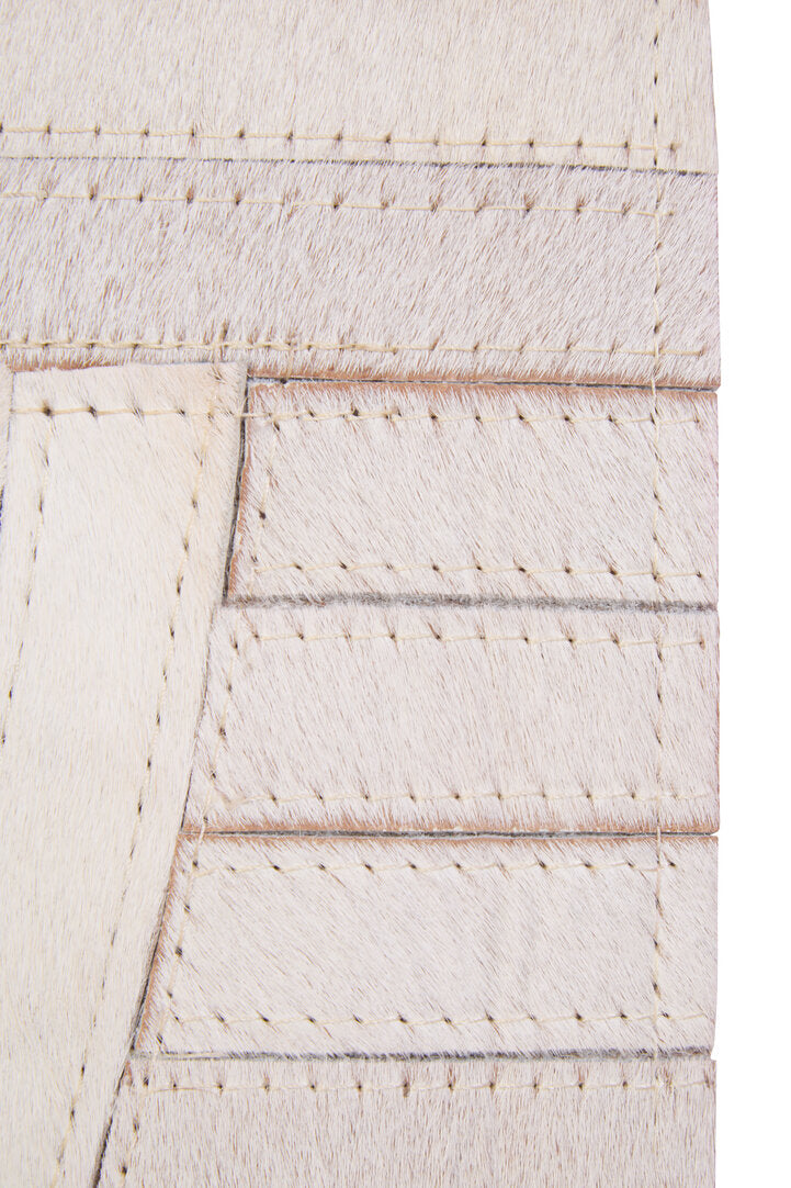 Luxury Cream Genuine Cowhide Leather Abstract Rug