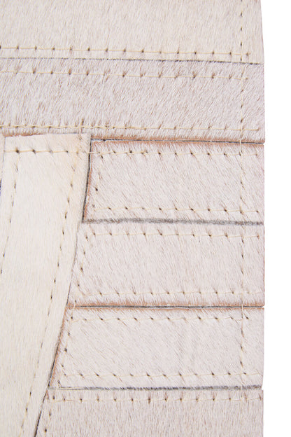 Luxury Cream Genuine Cowhide Leather Abstract Rug